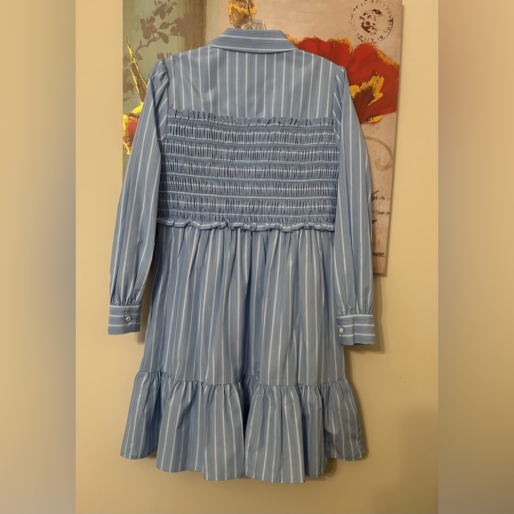 Eliza J Light Blue Striped Long Sleeve Dress Size 6 NWT - Picture 4 of 9